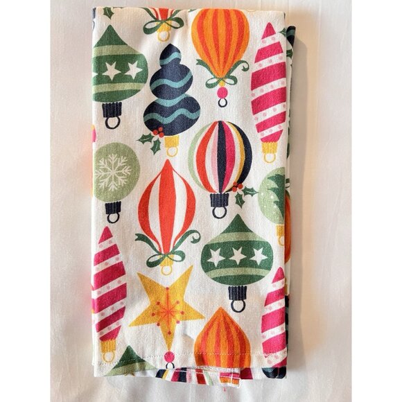 CHRISTMAS Ornaments Kitchen Towel S/2 COLORFUL 20 x 28 HOSTESS Secret Santa GIFT - Picture 6 of 8